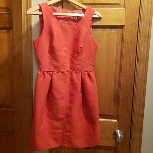 J Crew Red Wool Silk Blend Fit and Flare Dress Lined Holiday Pockets Preppy Sz 6